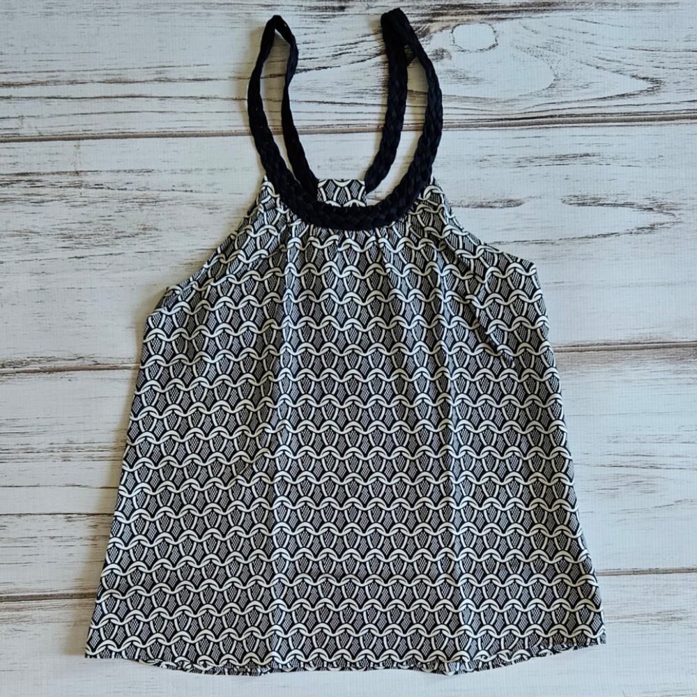 7 for All Mankind Chainlink Print Silk Halter Tank Top sz XS